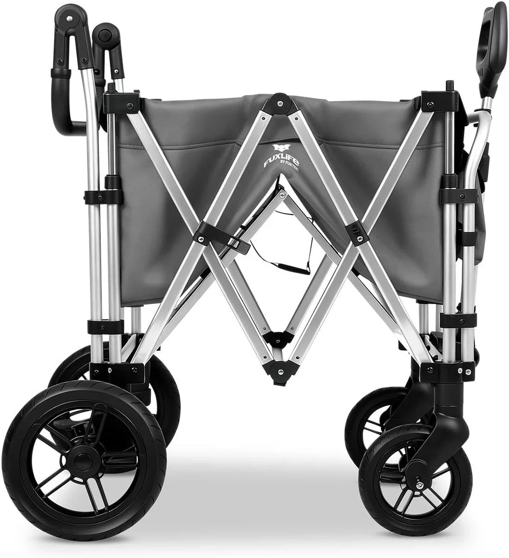 2026 Carrito plegable FUXTEC FX-CTL900 Premium gris para niños, para jardín, playa o ciudad, empujable y remolcable, carga máxima 75 kg