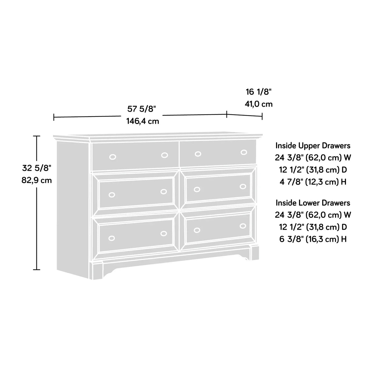 2026 NewSauder Palladia 6-Drawer Bedroom Dresser, Vintage Oak Finish