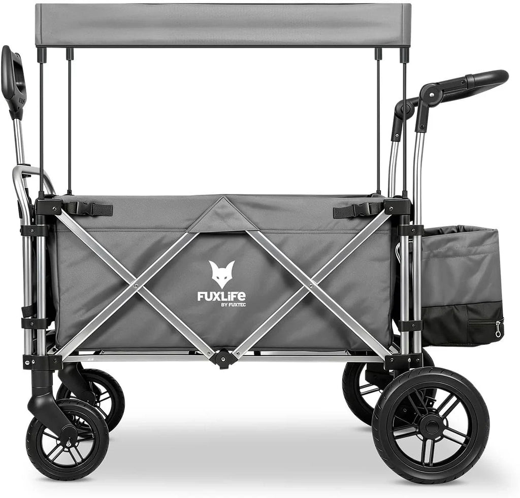 2026 Carrito plegable FUXTEC FX-CTL900 Premium gris para niños, para jardín, playa o ciudad, empujable y remolcable, carga máxima 75 kg