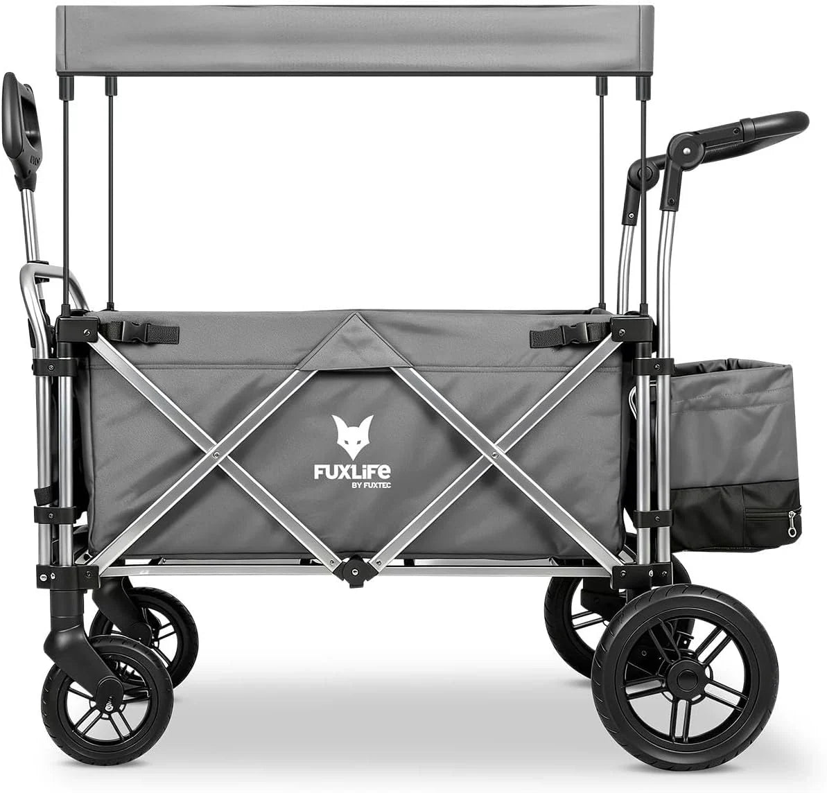 2026 Carrito plegable FUXTEC FX-CTL900 Premium gris para niños, para jardín, playa o ciudad, empujable y remolcable, carga máxima 75 kg