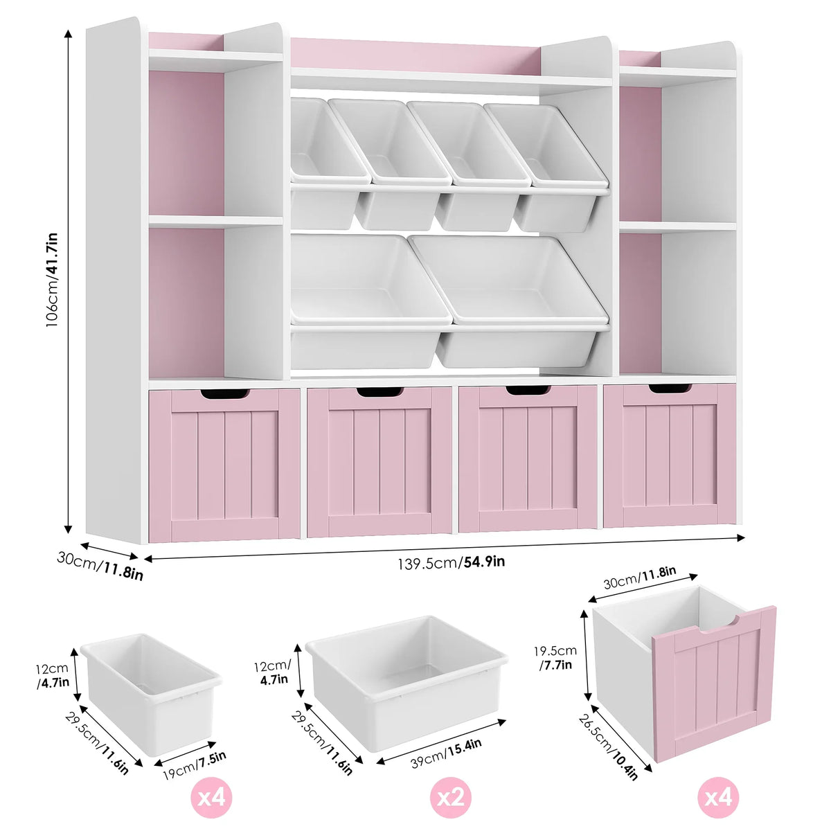 2026 NewHiphuta 3 Tier Kids Bookcase with Toy Storage Organizer, Wood Toy Organizer of 6 Boxes & 4 Removable Drawers, White