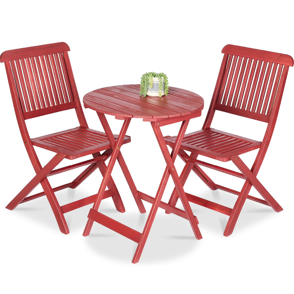 2026 NewBest Choice Products 3-Piece Acacia Wood Bistro Set, Folding Patio Furniture w/ 2 Chairs, Table - Natural