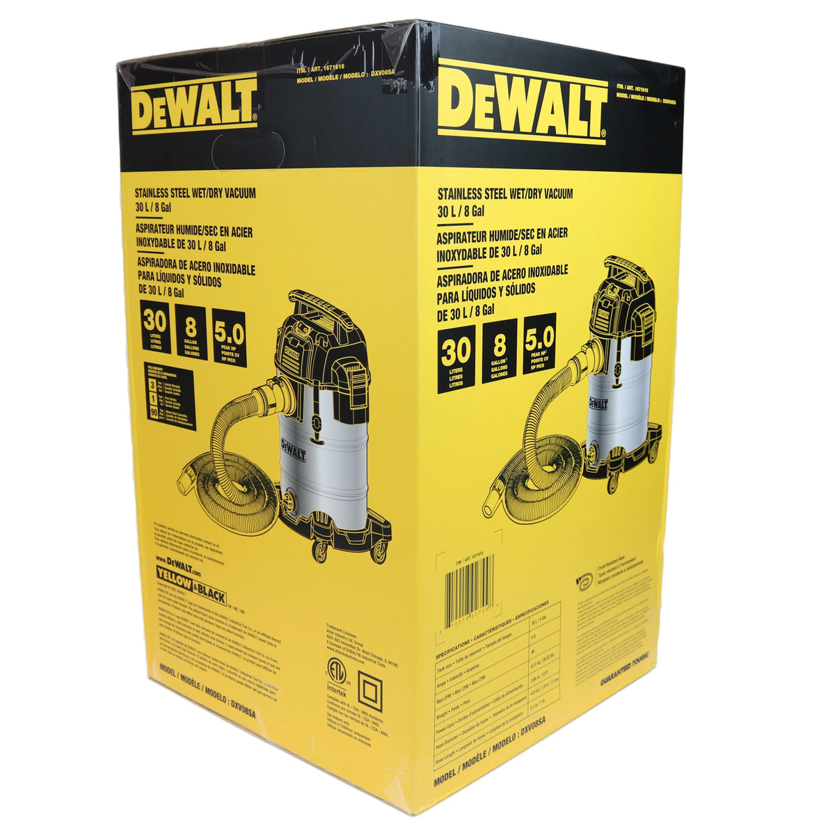 2026 NewDewalt DXV08SA Stainless Steel Wet/Dry 8-Gallon 5 HP Vacuum (Retail)