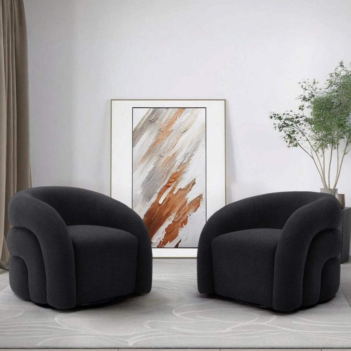 2026 New360" Swivel Accent Chair for Living Room, Boucle Barrel Armchair Single Sofa Chair Reading Chair, Sage Green
