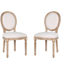 2026 NewFrench Dining Chairs Set of 2 Beige Natural Fabric Round Back with Solid Wood Legs and Frame for Bedroom Dining Room Kitchen