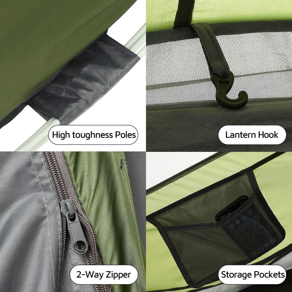 2026 New4 Person Easy Pop Up Tent,9.5" X6.6" X52'',Waterproof, Automatic Setup,2 Doors-Instant Family Tents for Camping, Hiking & Traveling