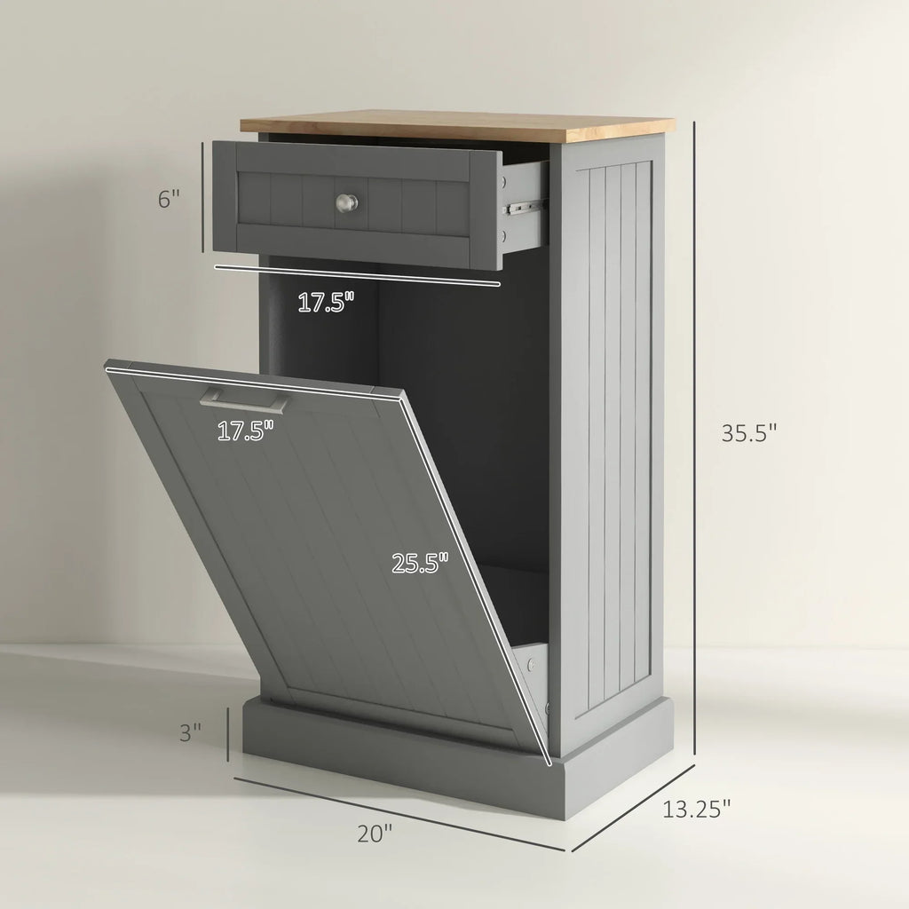 2026 NewHOMCOM Kitchen Tilt Out Trash Bin Cabinet, Free Standing Recycling Cabinet