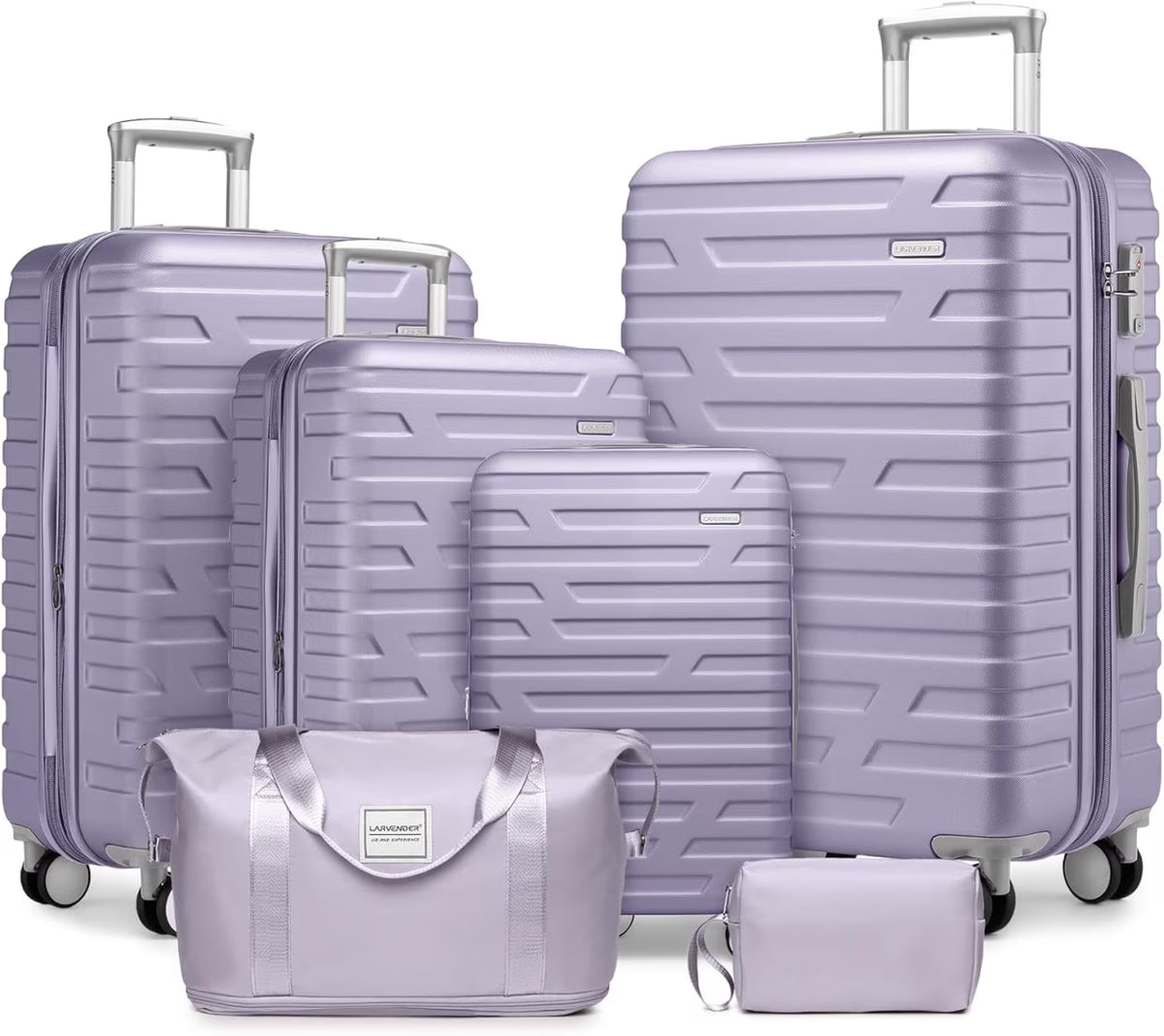 2026 New6-Piece Hardshell Luggage Set with Expandable Spinner Suitcases & TSA Lock, 25% Extra Capacity, Duffel Bag & Toiletry Kit, Cream ABS Suitcases