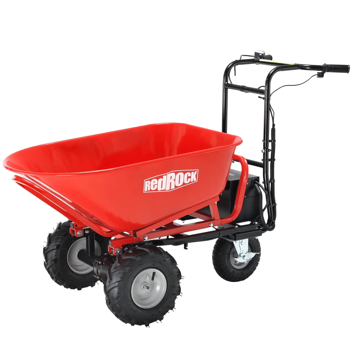 2026 NewRedRock Wheelbarrow Utility Cart Electric Powered Cart 48V28Ah 500W Capacity 500lbs (230kg) Material Debris Hauler 1000lbs Towing