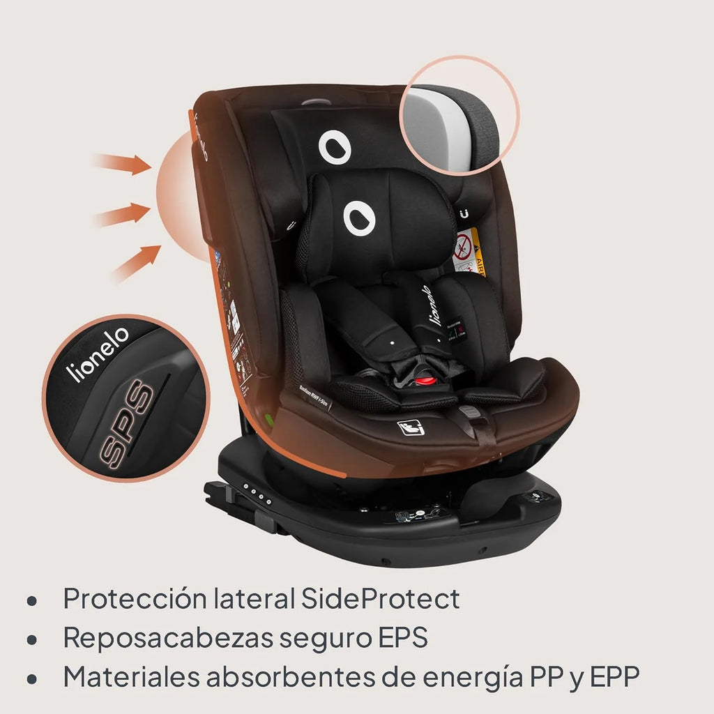 2026 LIONELO Bastiaan RWF i-Size Silla de Coche para Bebé Giratoria 360° 0-36kg, Instalaciión Delantera y Trasera (18kg), ISOFIX TopTether, Reposacabezas y Respaldo Ajustables Protección Lateral
