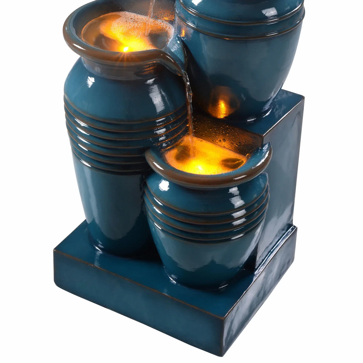 2026 NewTeamson Home 28.74" Solar Water Fountain with LED Lights, Navy