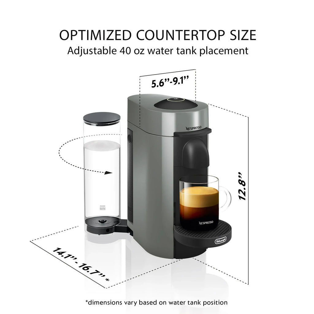 2026 NewNespresso New Vertuo Plus Coffee and Espresso Machine by De'Longhi with Aerocinno, Gray, Single-Serve Brewers