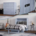 2026 Cama abatible tipo arcón con colchón Twin XL, azul/blanco, 1 plaza