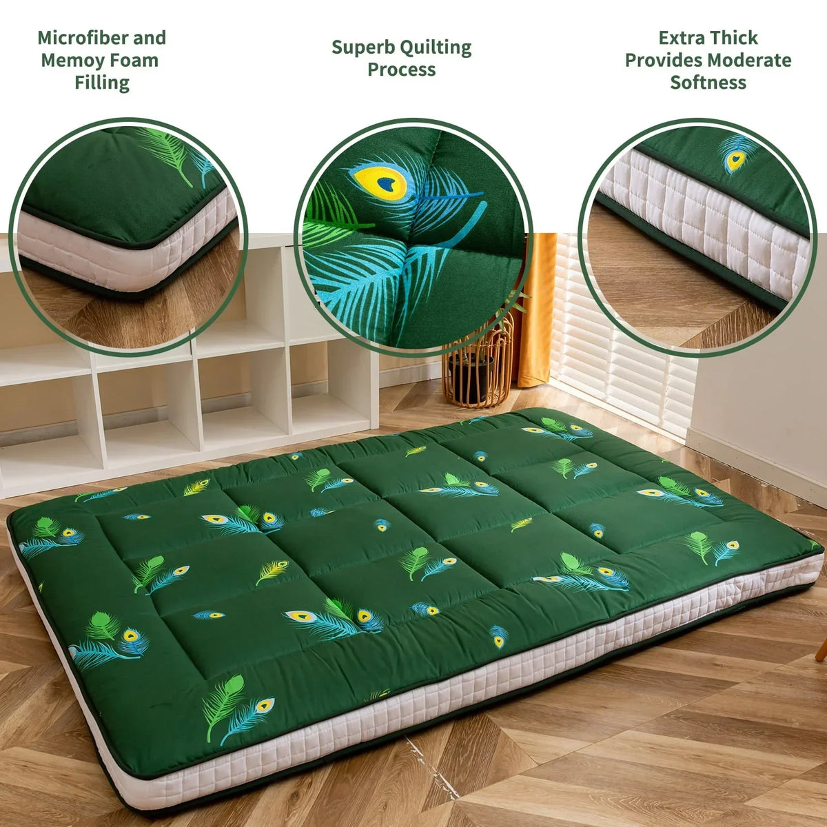 2026 NewExtra Thick Futon Floor Mattress, Padded Japanese Folding Roll Up Mattress Sleeping Pad, Foldable Camping Portable Mattress Shikibuton