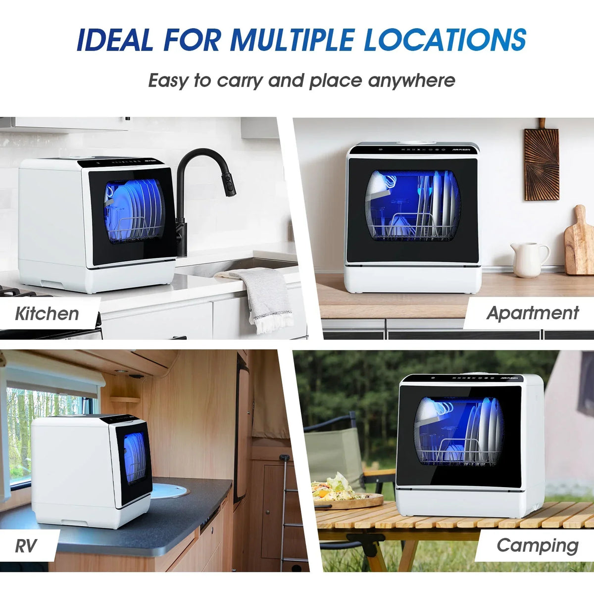 2026 NewAIRMSEN Portable Countertop Dishwasher with 5-Liter Built-in Water Tank and Air-Dry Function, 5 Washing Programs Mini Dishwasher, AE-TDQR03