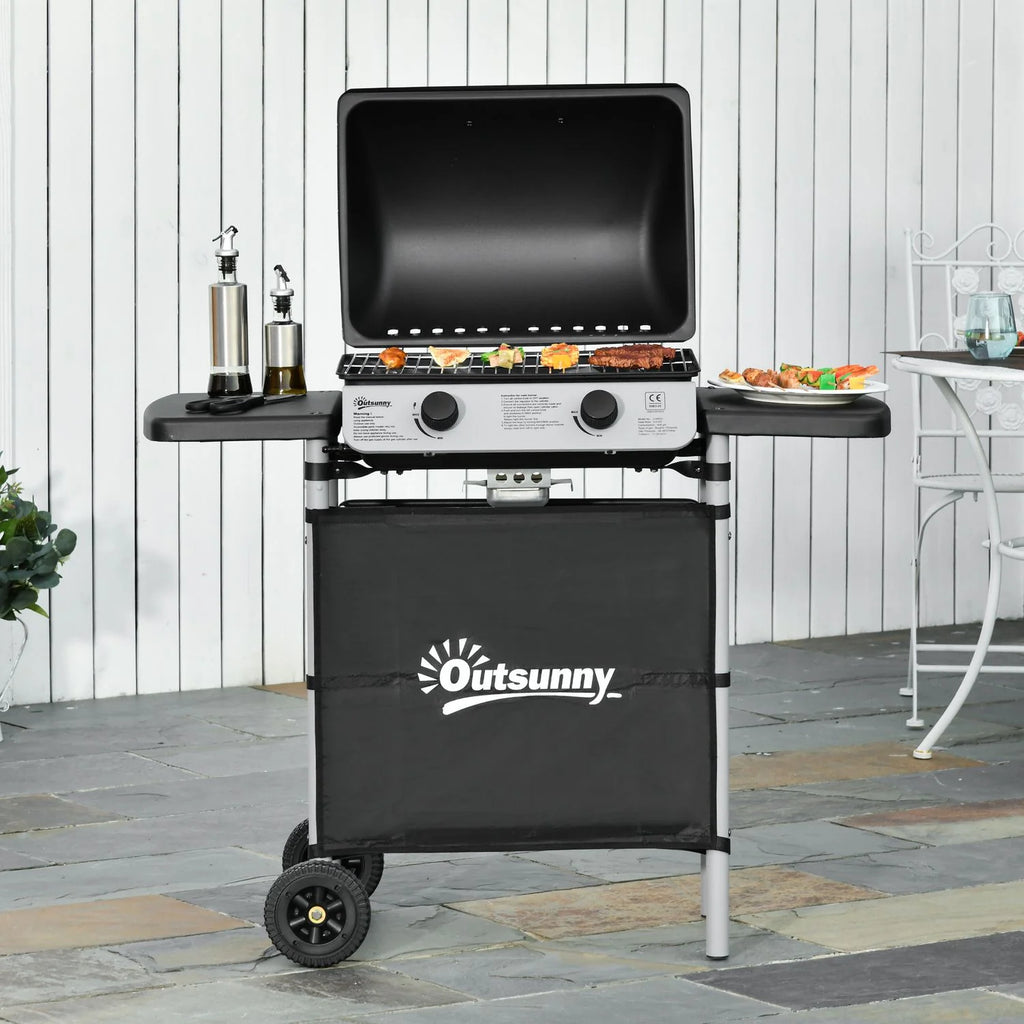 2026 Barbacoa De Gas Outsunny Acero Pp, 104x49x99 Cm, Negro