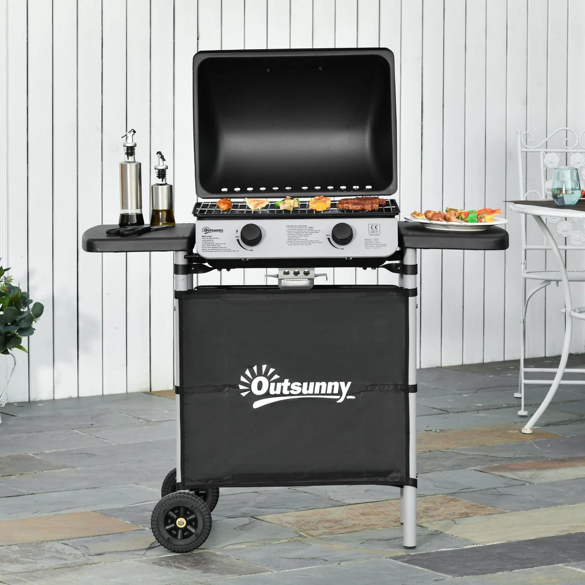 2026 Barbacoa De Gas Outsunny Acero Pp, 104x49x99 Cm, Negro