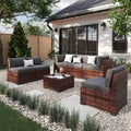 2026 NewELPOSUN 7 Pieces Patio Furniture Set, Outdoor Furniture Sectional Rattan Sofa for Backyard Garden Dark Grey