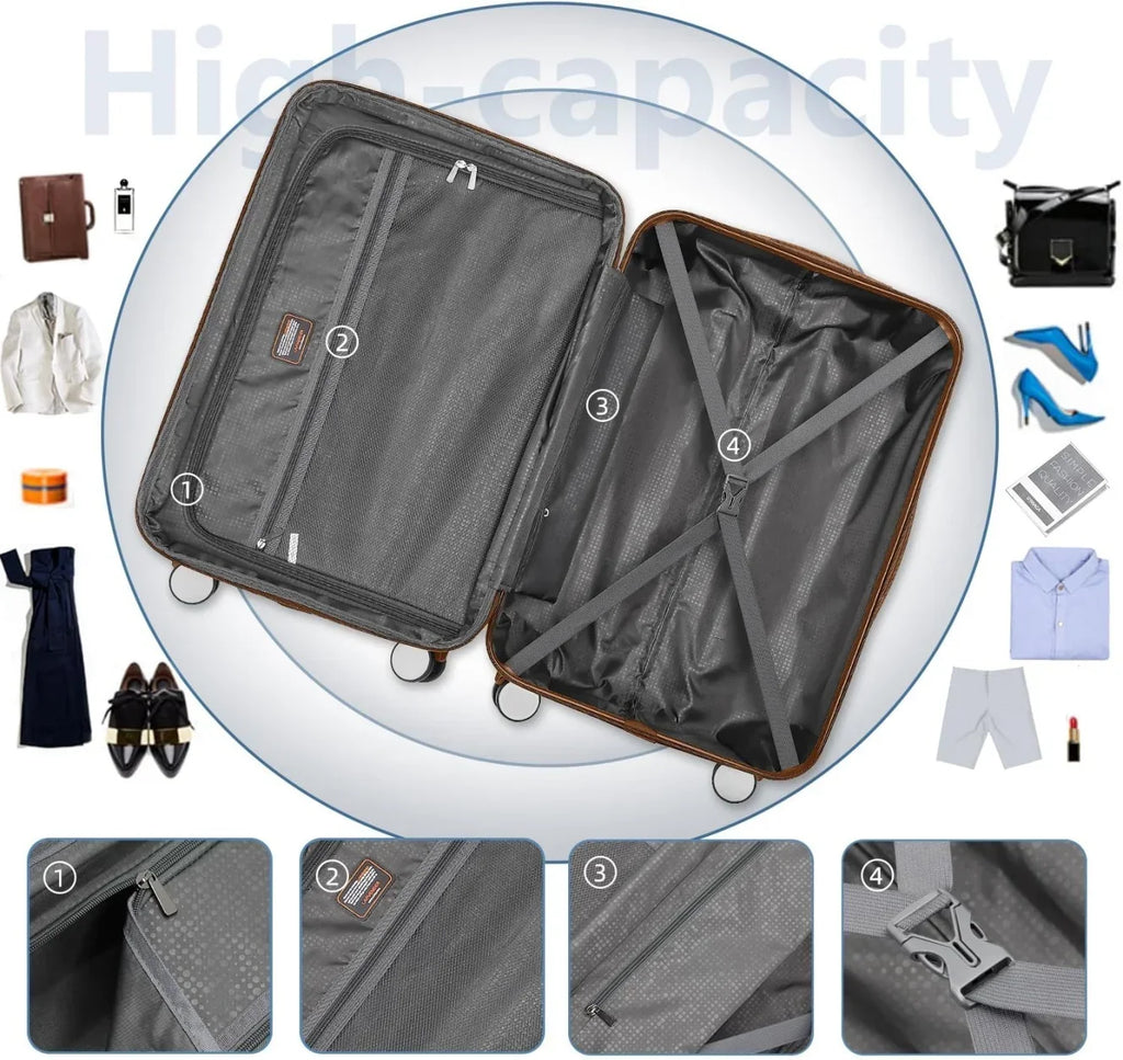 2026 New6-Piece Hardshell Luggage Set with Expandable Spinner Suitcases & TSA Lock, 25% Extra Capacity, Duffel Bag & Toiletry Kit, Cream ABS Suitcases