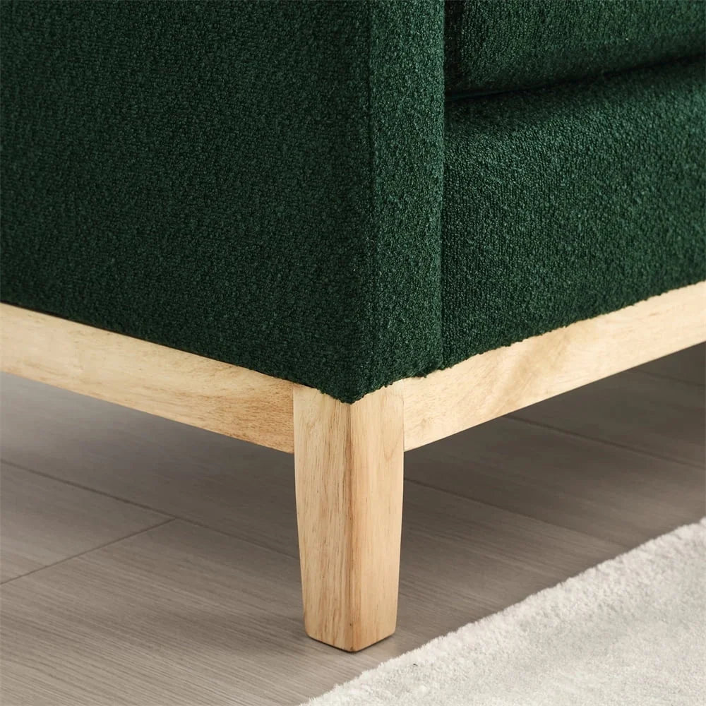 2026 New53.5"W Elegant Upholstered Bench with Wood Legs & Round Pillows,Comfy Boucle Fabric Footrest with Arms, Entryway Bench for End of Bed, Bedroom and Living Room, Ivory