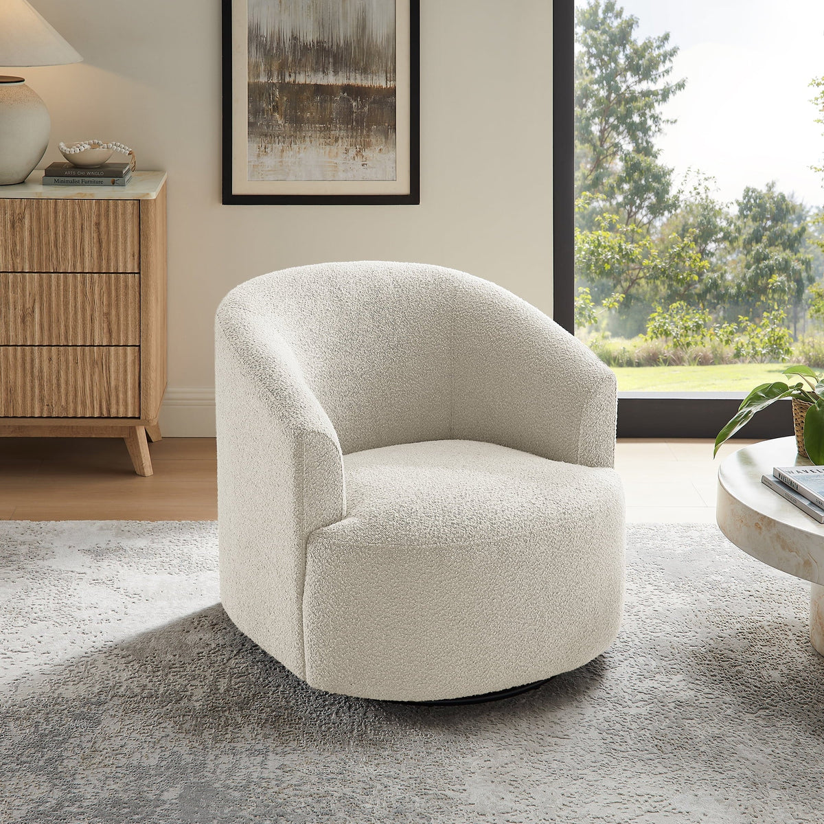 2026 NewMainstays Boucle Swivel Accent Chair, Taupe