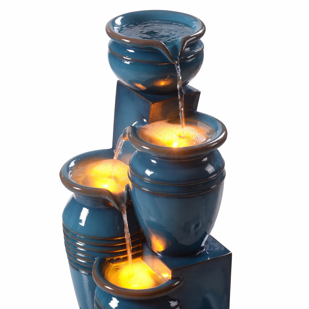 2026 NewTeamson Home 28.74" Solar Water Fountain with LED Lights, Navy
