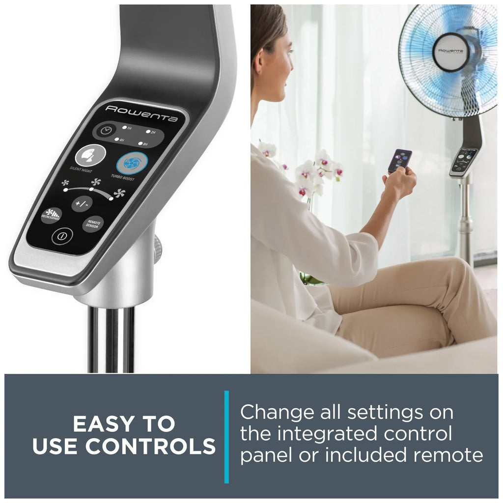 2026 NewRowenta Turbo Silence Standing Floor Fan with Remote, 53 Inch, Portable, 5 Speeds, VU5670