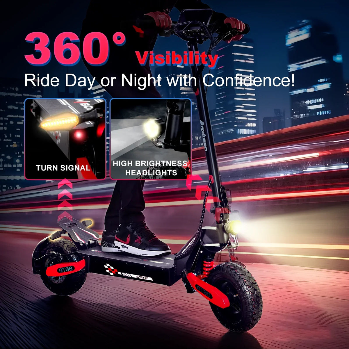 2026 NewOff Road Electric Scooter for Adults, 1200W Motor Fast E Scooter, Up to 28MPH Top Speed & 20Miles Long Range, 11" Off-Road Tires, 330lbs MAX Load, Foldable