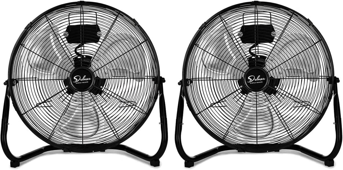2026 NewSimple Deluxe 18 inch 3-Speed High Velocity Heavy Duty Metal Industrial Floor Fans Quiet for Home Commercial, Black, 2 Pack