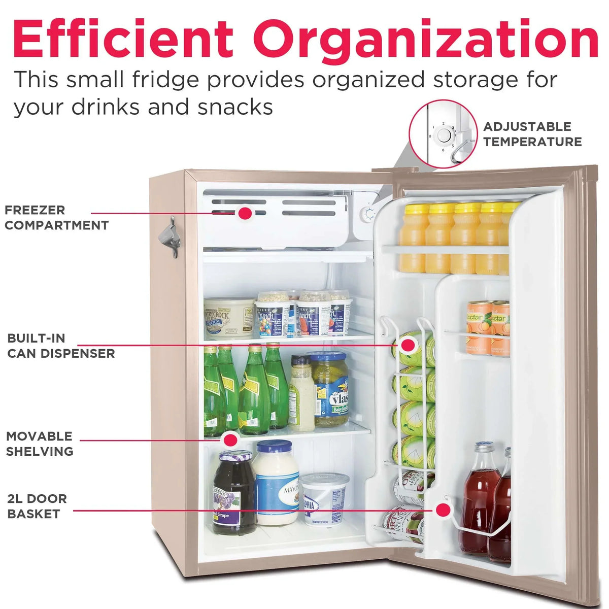 2026 NewFrigidaire EFR376-C-PINK 3.2-Cu.-Ft. 65-Watt Retro Bar Fridge with Side Bottle Opener (Pink)