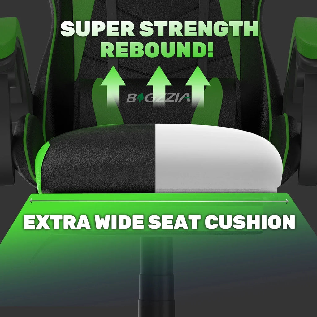 2026 NewBigzzia Gaming Chair Office Chair, Ergonomic Game Chair with Height Adjustable Headrest and Lumbar Support for Adults Teens, Black & White