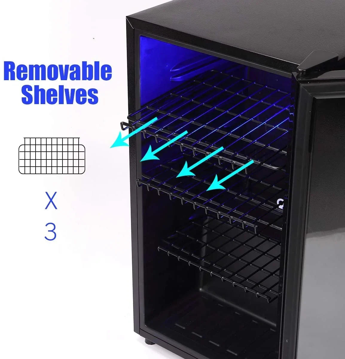 2026 NewWANAI Compact Beverage Refrigerator, 100 Can Capacity, Glass Door, Black Stainless Steel
