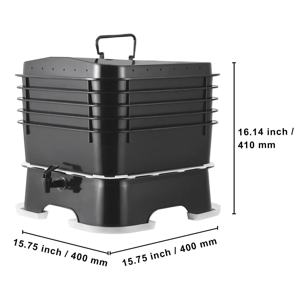 2026 NewVEVOR 5-Tray Worm Composter, 50 L Worm Compost Bin Outdoor and Indoor, Sustainable Design Worm Farm Kit, for Recycling Food Waste, Worm Castings, Worm Tea, Vermiculture and Vermicomposting