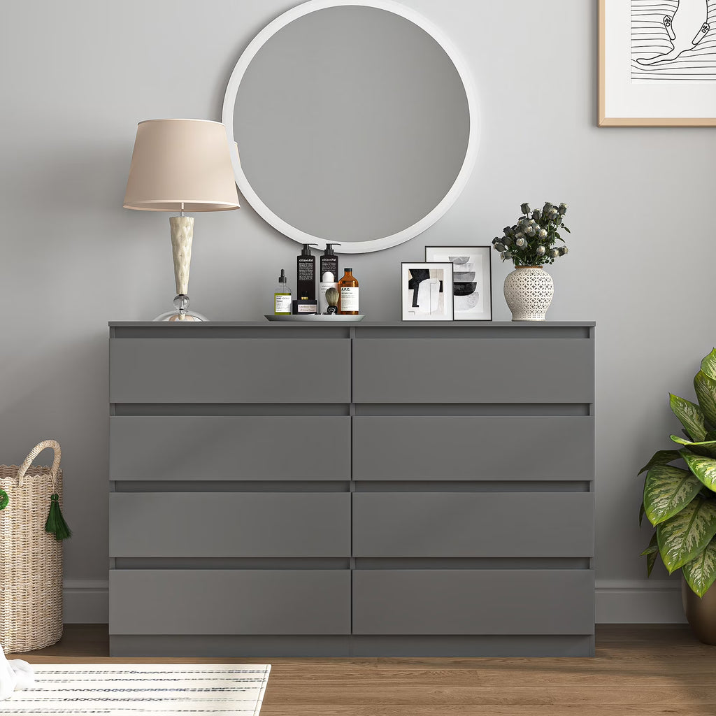 2026 NewKadyn Modern 6 Drawer Dresser Wood Cabinet,Dresser for Bedroom, Kitchen Storage Cabinet with Drawers, Chest of Drawers(Black)