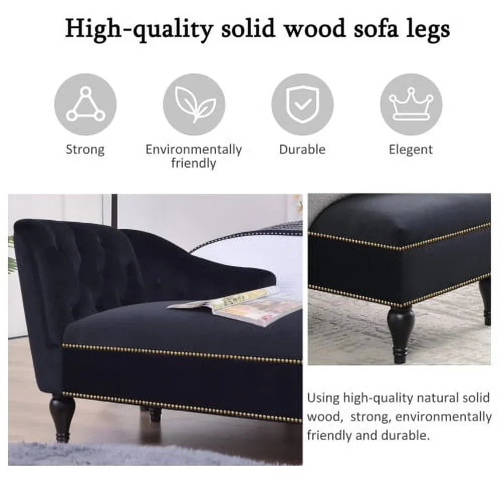 2026 NewTHINK 30,Velvet Chaise Lounge with Rolled Arm, 58” Upholstered Sofa Lounge Chair for Living Room Bedroom