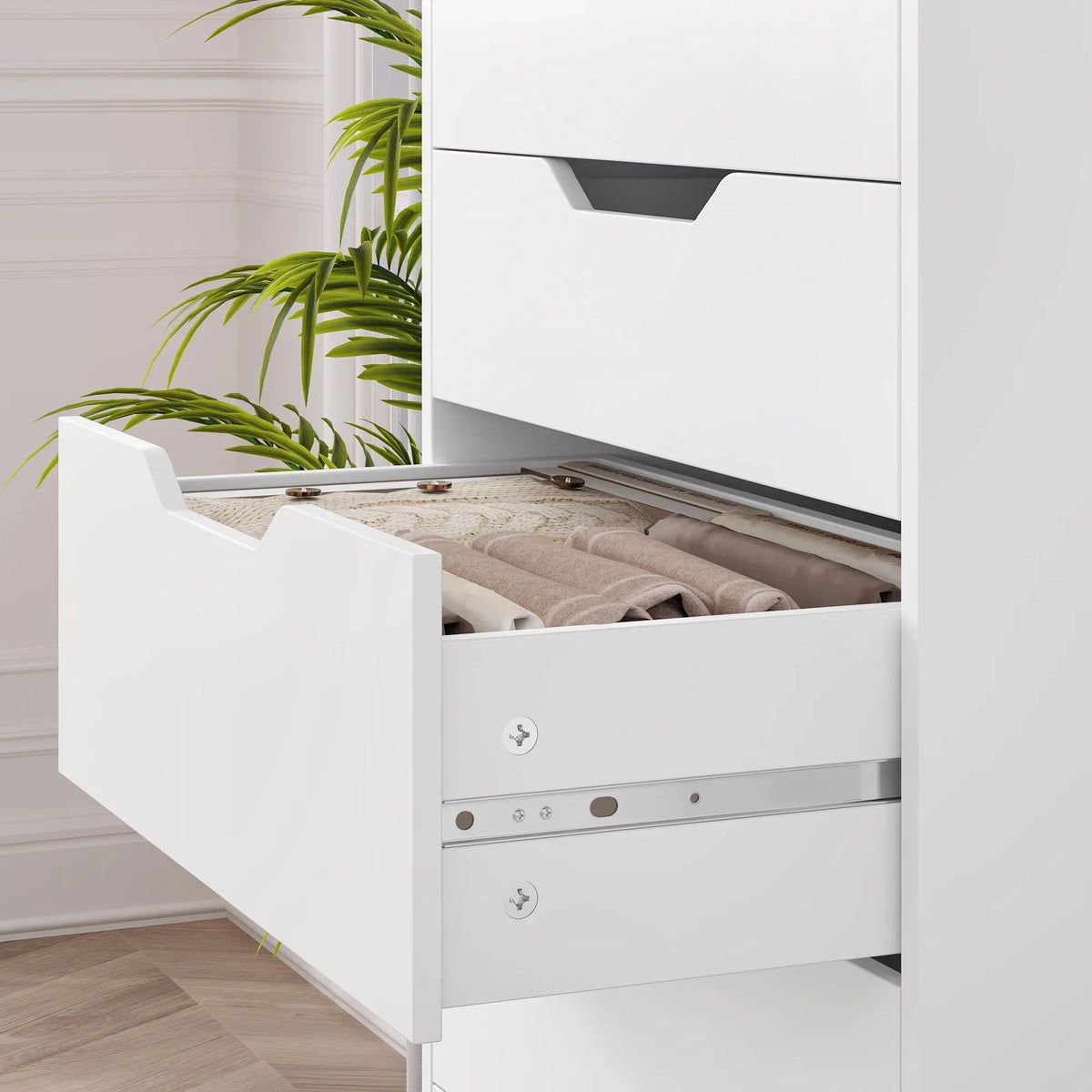 2026 NewHomfa Vertical 8 Drawer Dresser, 44.5""H Modern Drawers Dresser for Bedroom Living Room, White