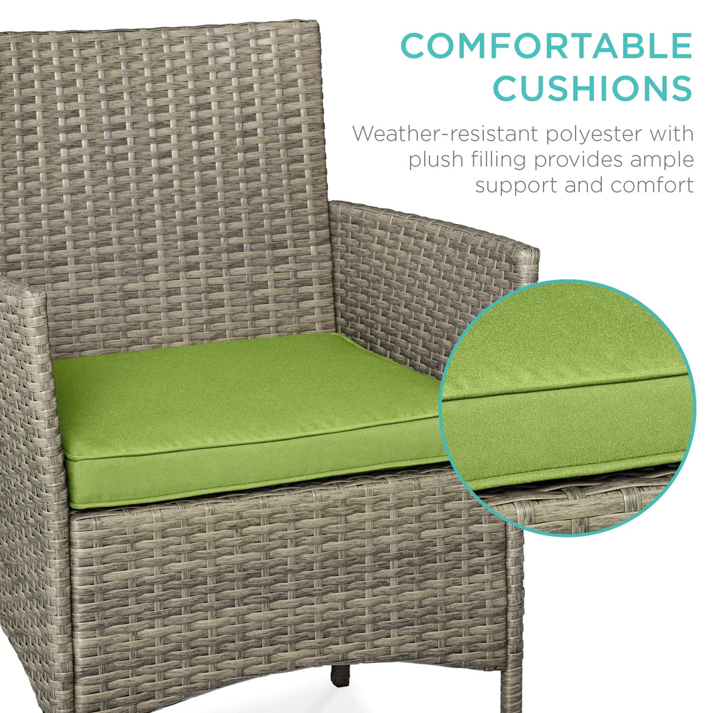 2026 NewBest Choice Products 3-Piece Outdoor Wicker Conversation Patio Bistro Set, w/ 2 Chairs, Table - Gray/Navy