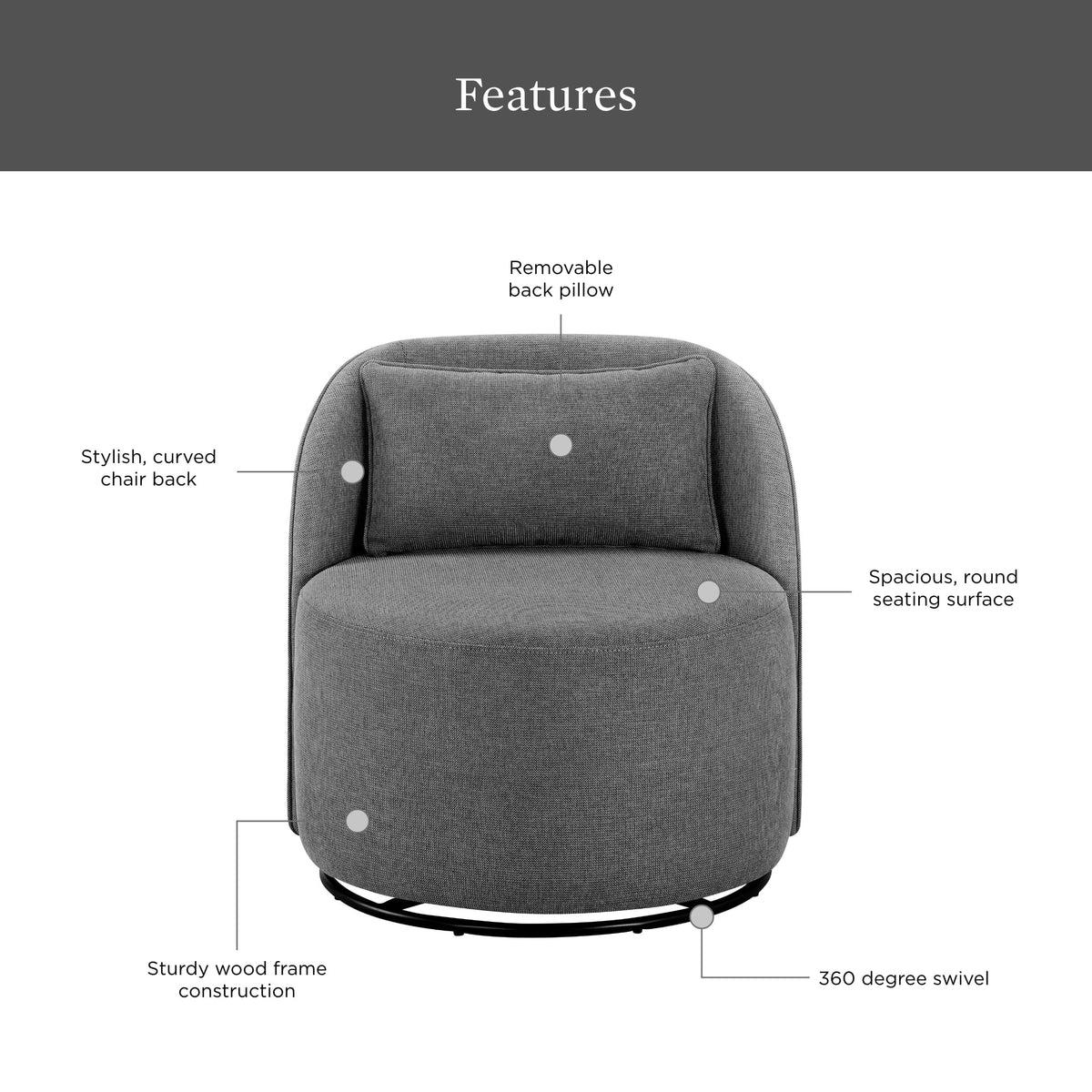 2026 NewBetter Homes & Gardens Juliet Modern Arch Swivel Accent Chair, Cream Boucle