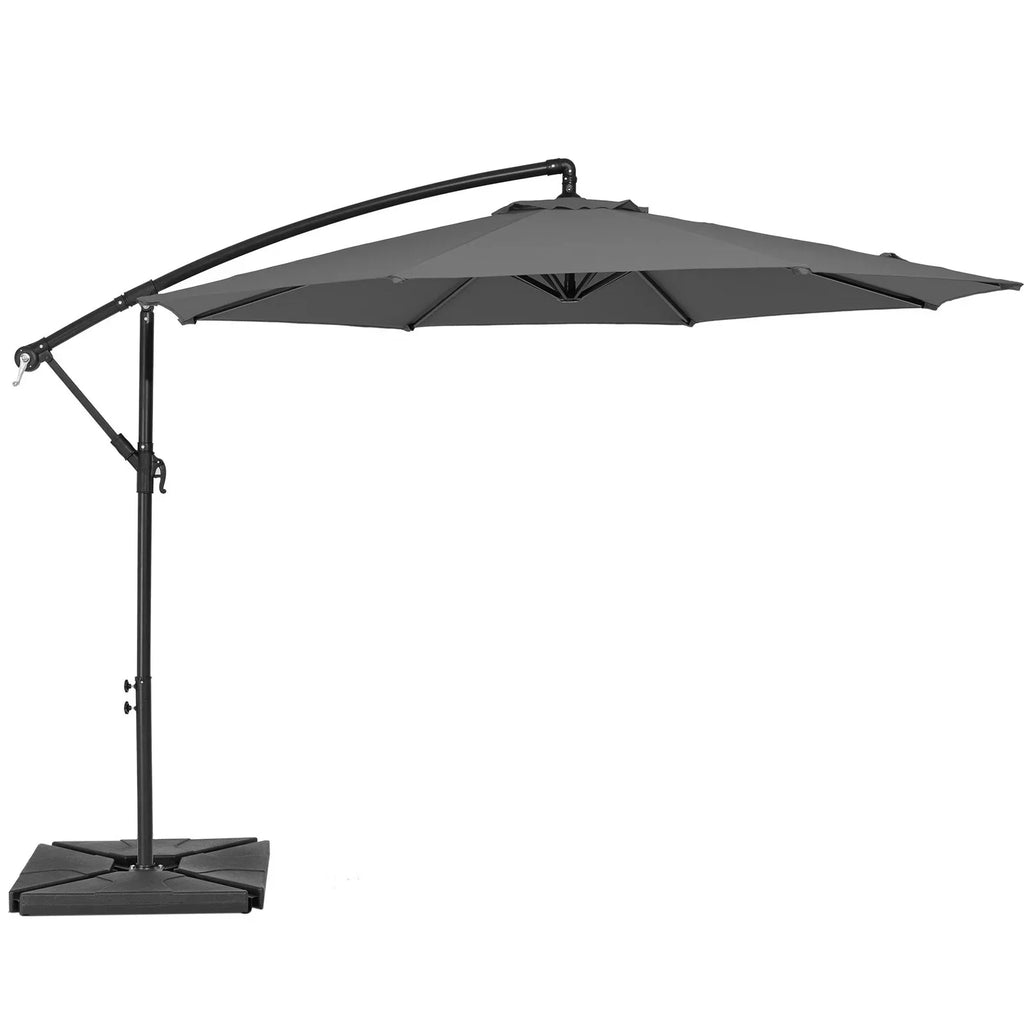 2026 NewJUSTLET 10ft Heavy Duty Patio Hanging Offset Cantilever Patio Umbrella W/ 4-Piece Base Included Included, Beige