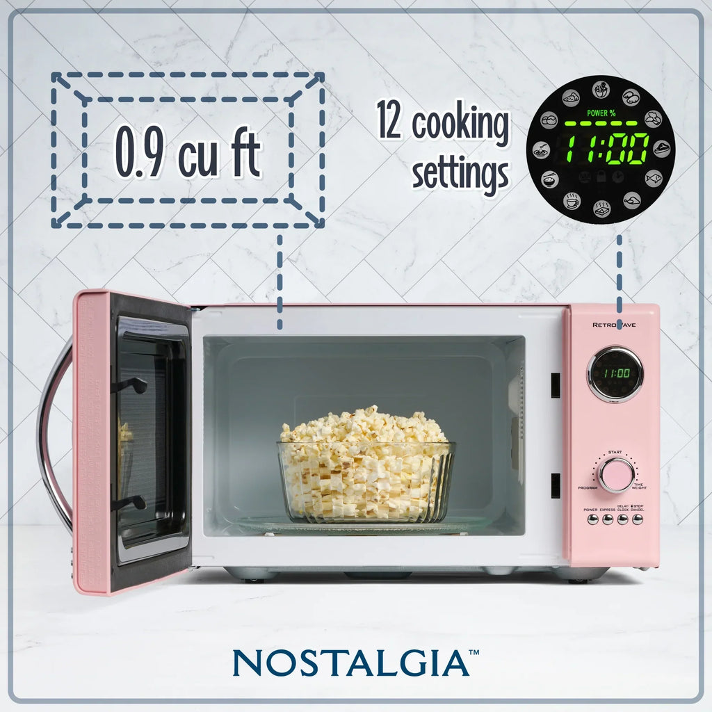 2026 NewNostalgia Retro Microwave for Countertop 0.9 cu ft Vintage Microwave, Ivory