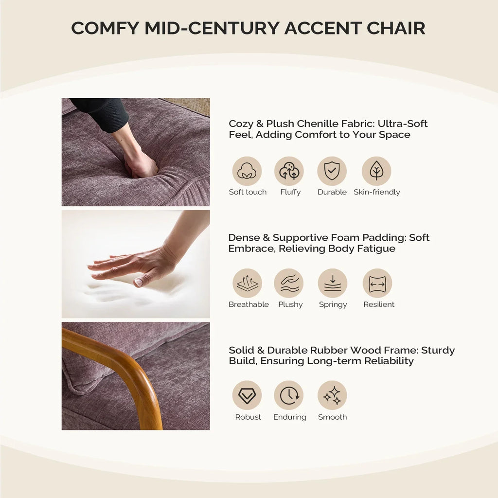 2026 NewKtaxon Accent Chair Corduroy Upholstered Armchair, Reading Club Chair with Pillow and Solid Wood Frame for Living Room Bedroom Furniture Off White