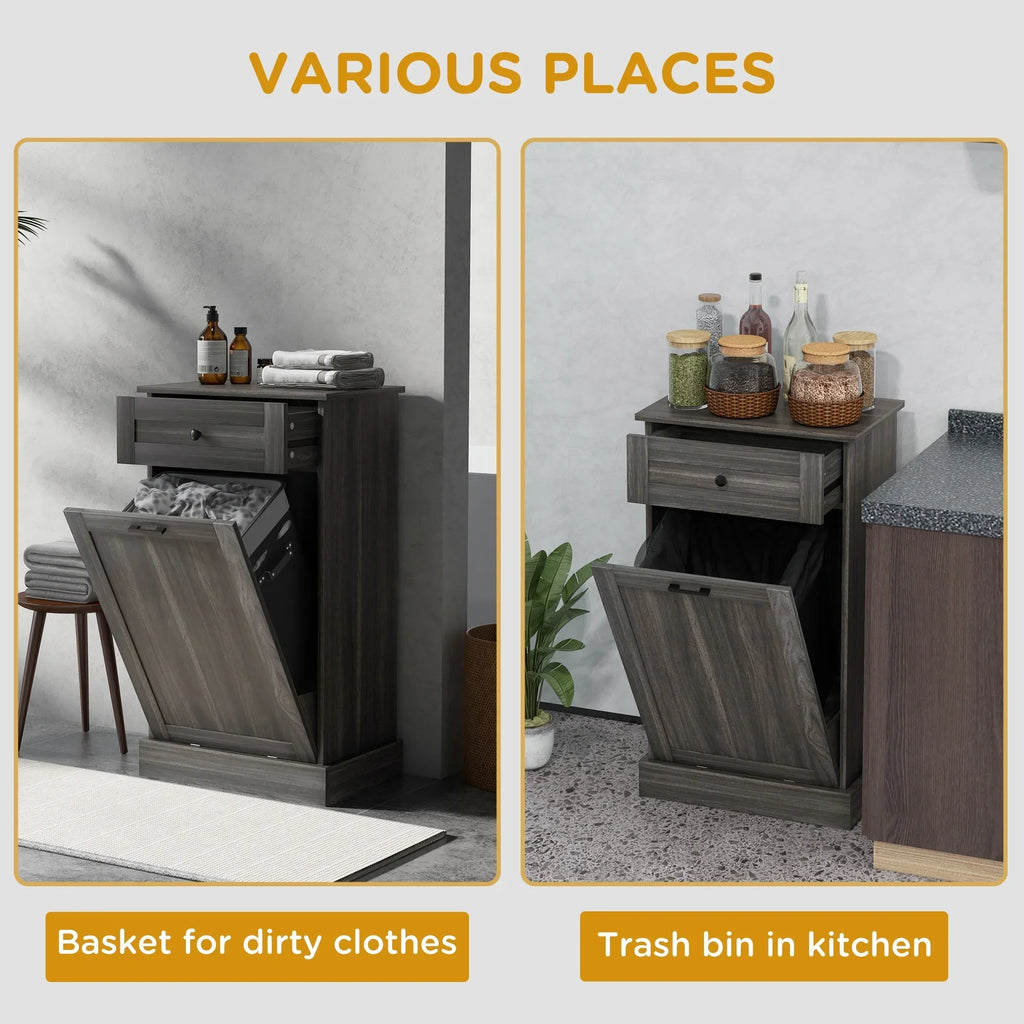2026 NewHOMCOM Kitchen Tilt Out Trash Bin Cabinet, Free Standing Recycling Cabinet