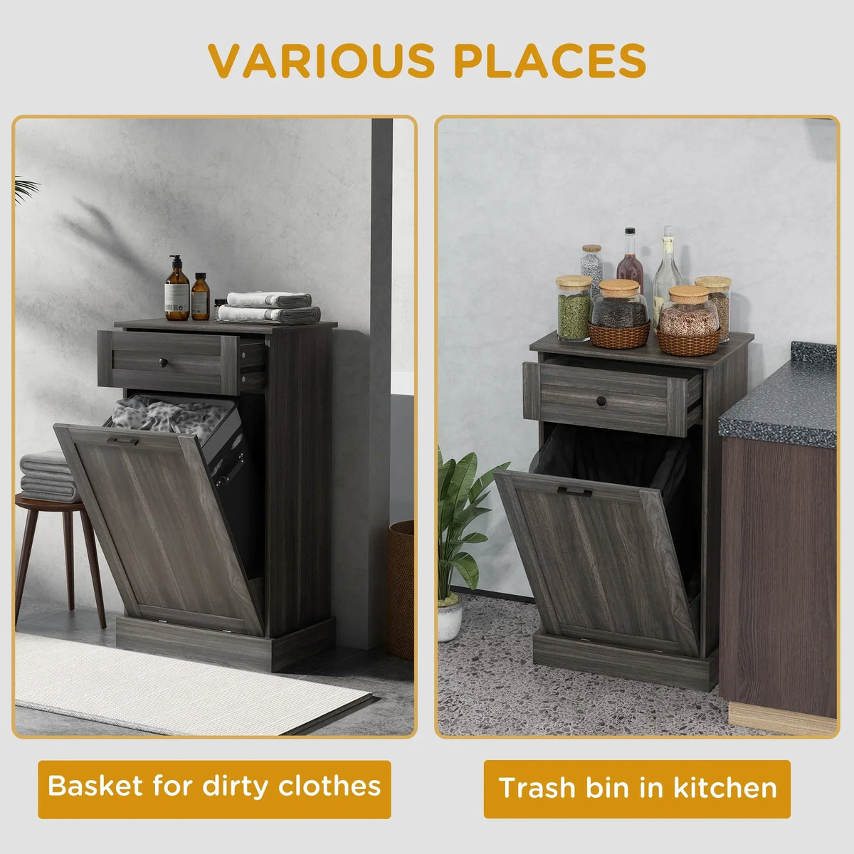 2026 NewHOMCOM Kitchen Tilt Out Trash Bin Cabinet, Free Standing Recycling Cabinet