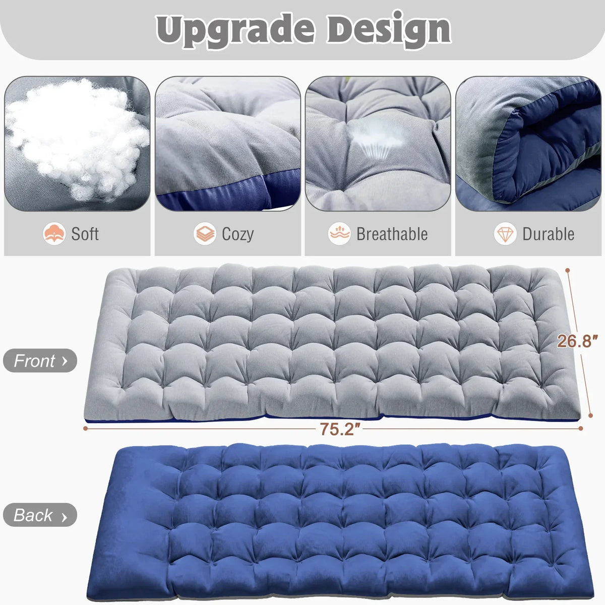 2026 NewMOPHOTO Lounge Chair with Mattress, Outdoor Chaise Lounge Support 440 Lbs, Adjustable Portable Heavy Duty Sleeping Cots Bed for Camping, Pool, Beach, Patio
