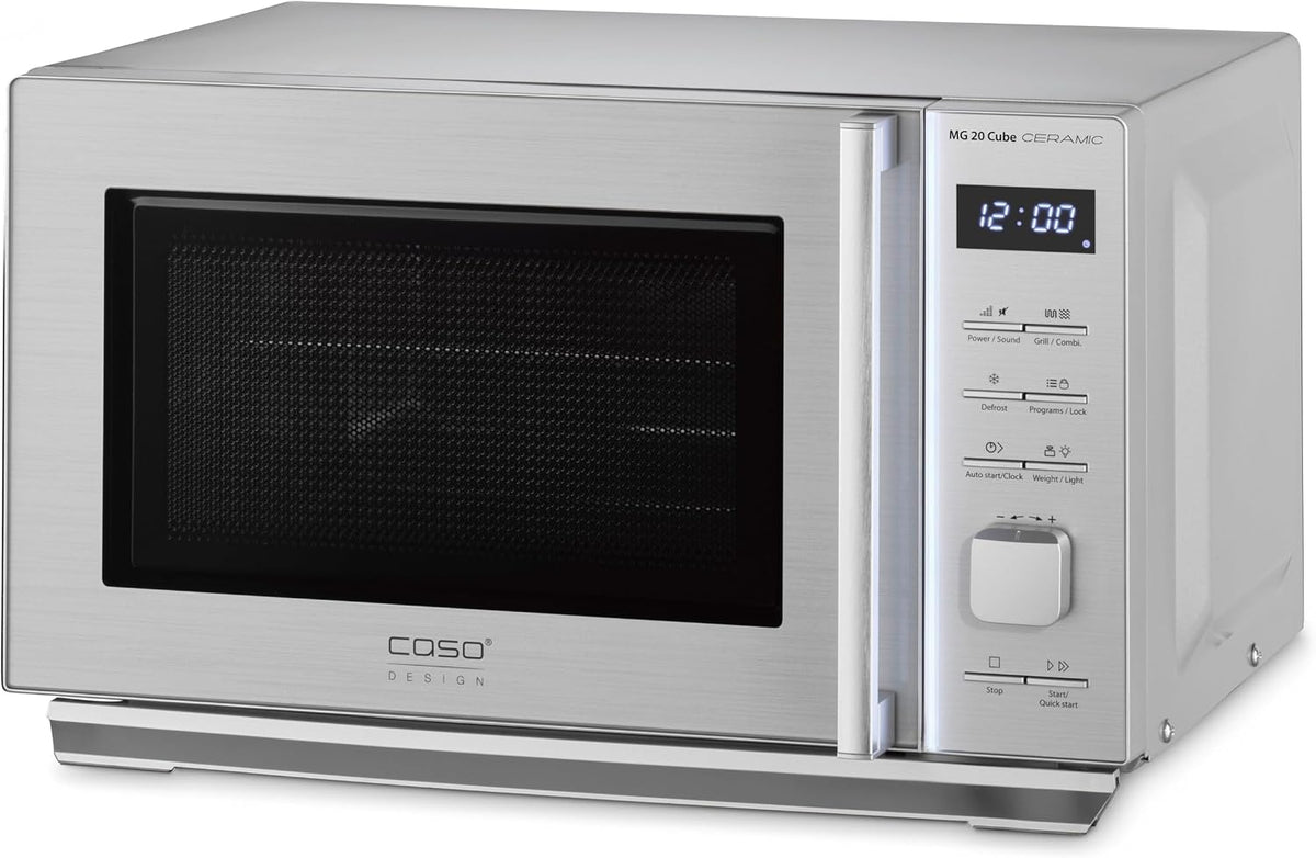 2026 CASO MG 20 Cube Ceramic Microondas 2 en 1 sin plato giratorio con parrilla de 1000 W, 20 L, 13 programas automáticos, plateado