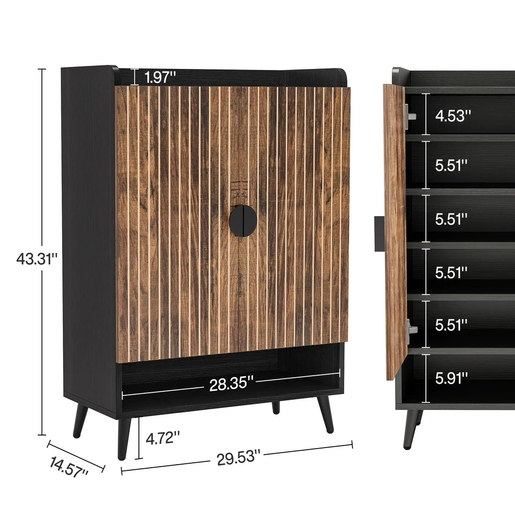 2026 NewTribesigns Shoe Cabinet with Doors, 7-Tier Shoe Storage Cabinet with Adjustable Shelves, Wood Grain Shoes Rack Shoe Organizer