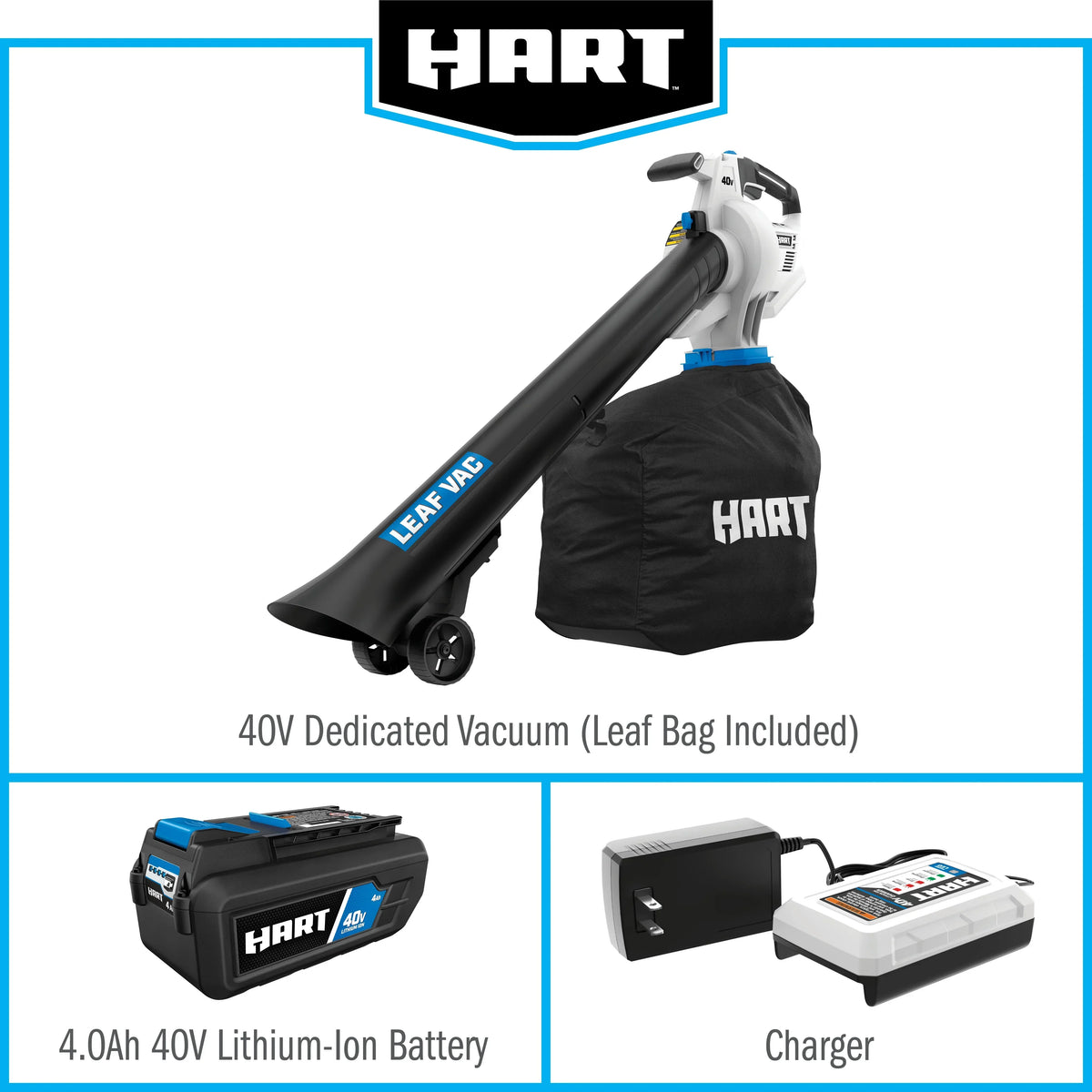 2026 NewHART 40V Cordless Leaf Vacuum Kit, (1) 4.0Ah Lithium-Ion Battery