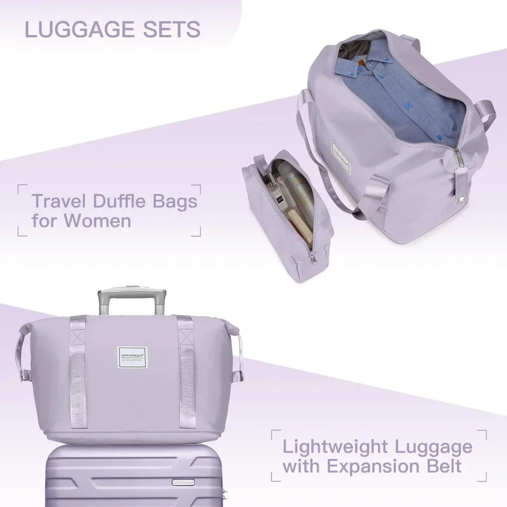 2026 New6-Piece Hardshell Luggage Set with Expandable Spinner Suitcases & TSA Lock, 25% Extra Capacity, Duffel Bag & Toiletry Kit, Cream ABS Suitcases