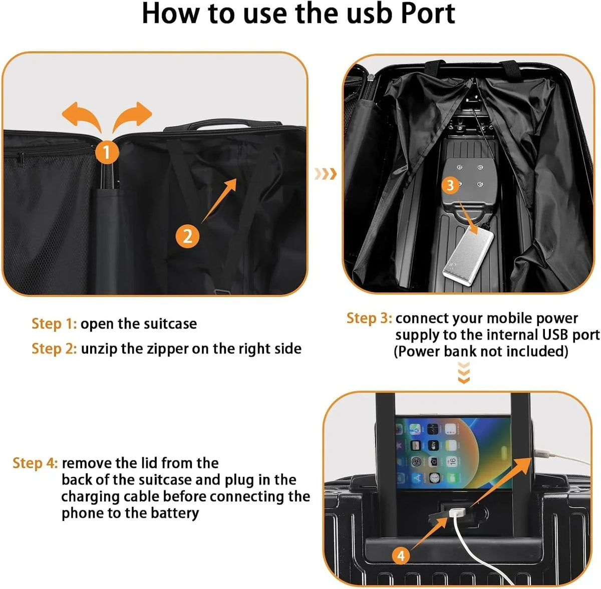 2026 New20 Inch Carry On Luggage With Cup Holder & USB Port, Airline Approved TSA-locked Luggage, Lightweight PC Material Travel Suitcase With 360" Spinner Wheel