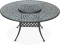 2026 NewVIVIJASON Outdoor 61" Patio Dining Table for 6-8 Person, Large Patio Round Dining Table with 24" Lazy Susan, Dark Bronze Cast Aluminum Rustic Patio Table W/Umbrella Hole for Balcony, Porch and Deck